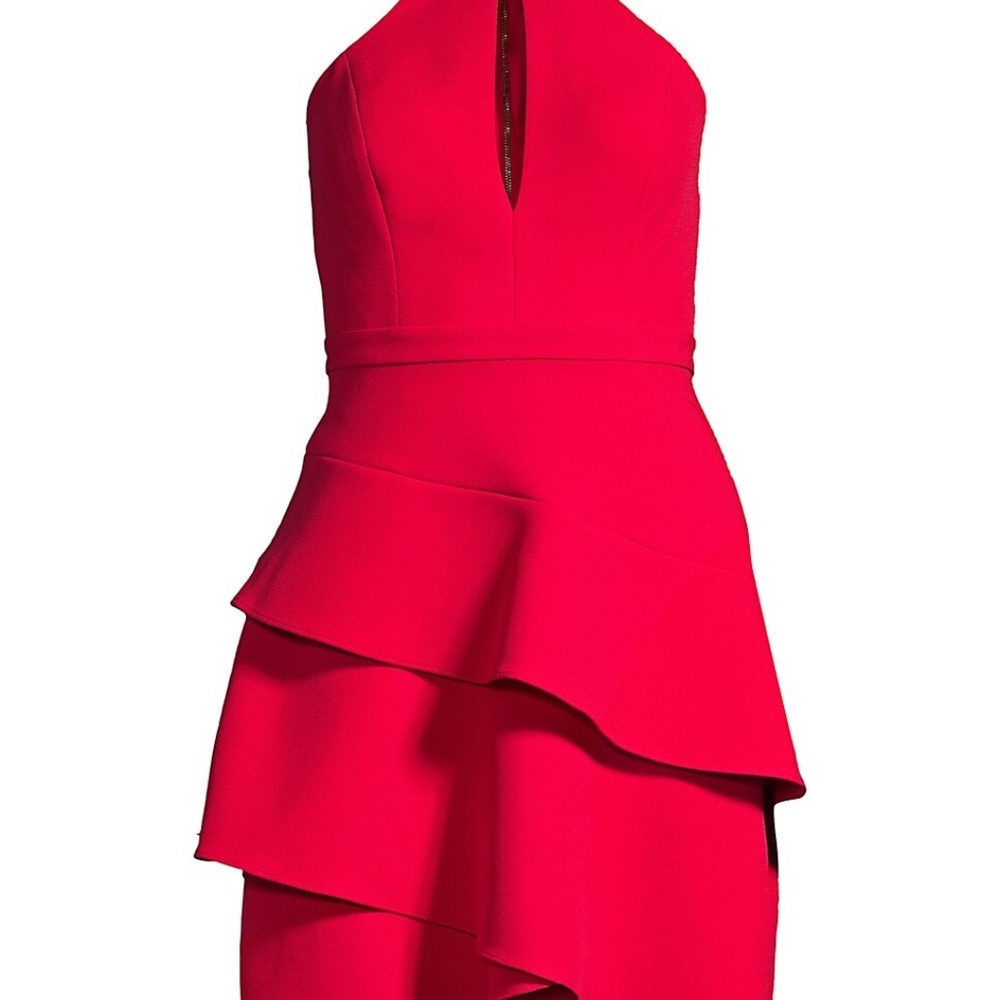 NWOT BCBG Ruffle Keyhole Mini Dress - Picture 2 of 10